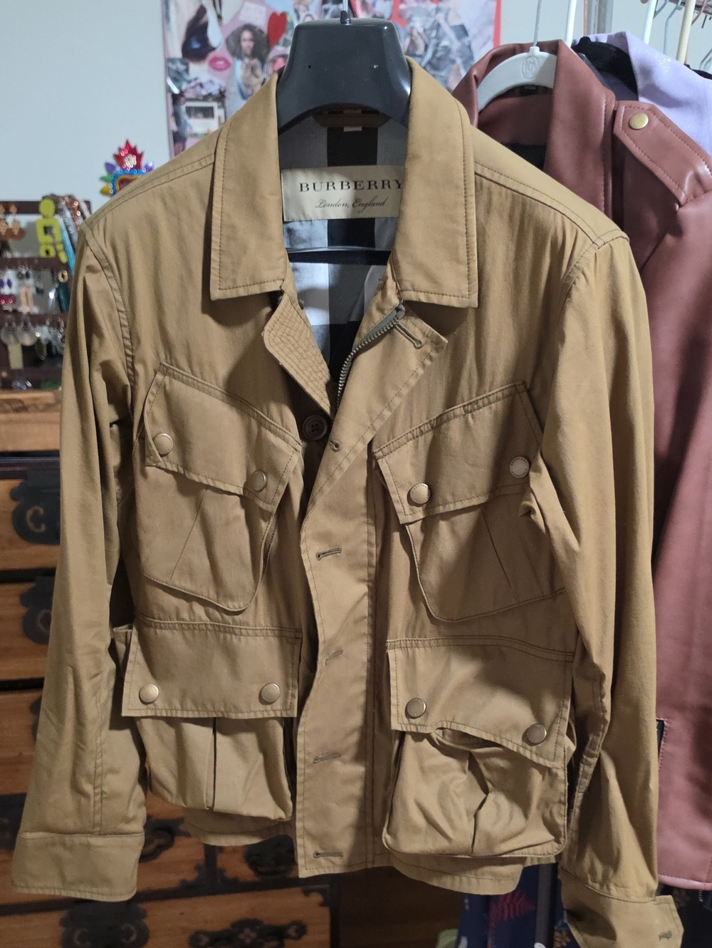 Burberry Tan Military Field Jacket with Utility Pockets
